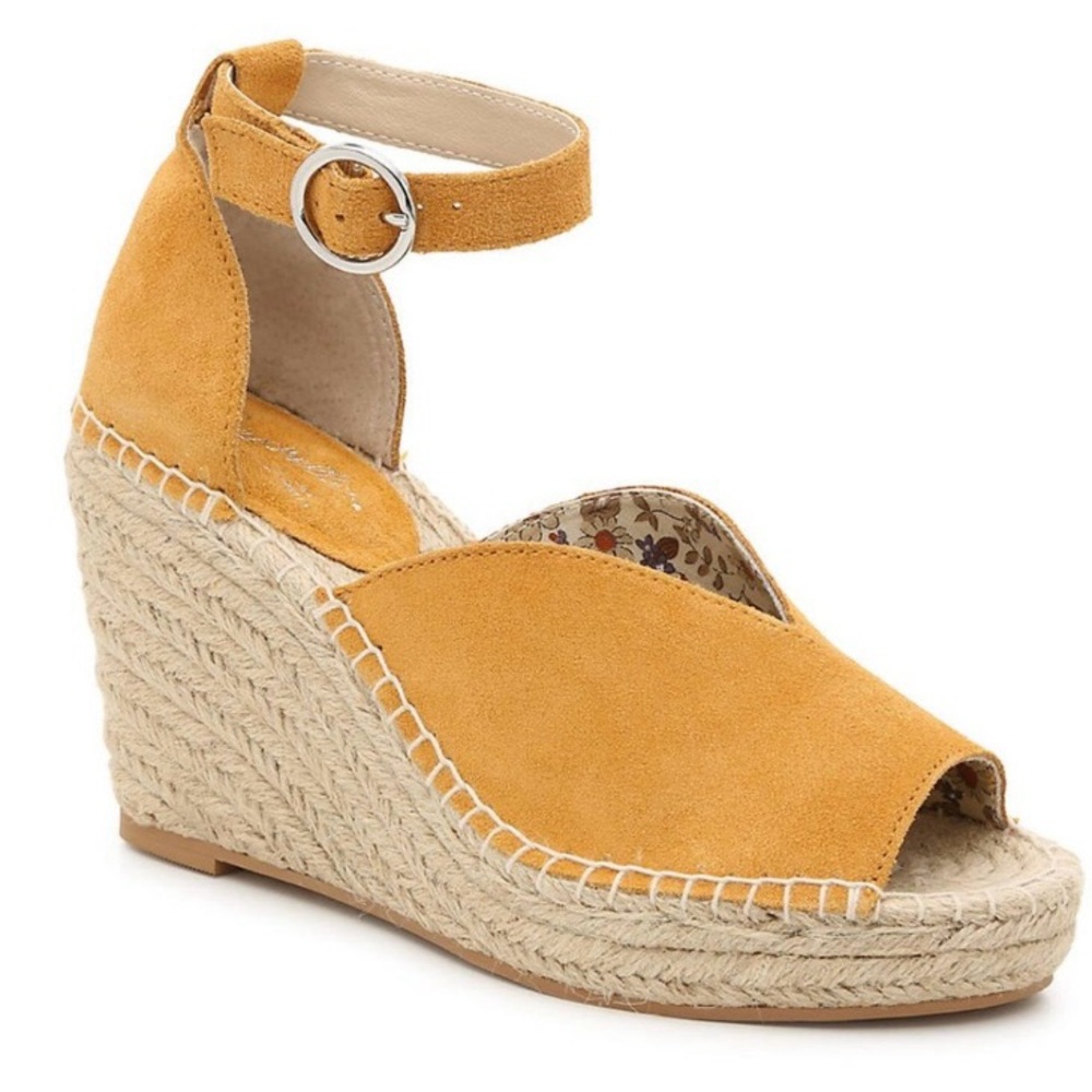 Seychelles Mustard Suede Espadrille Wedge